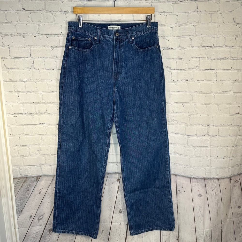 Abercrombie & Fitch The Loose High Rise Jeans 30 10 Dark Wash Blue Denim